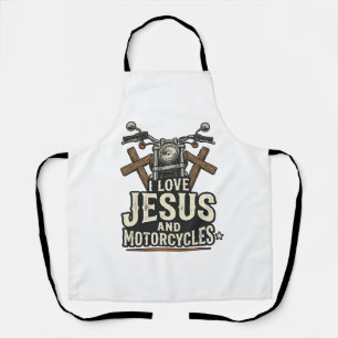 Jesus and Motorcycles Vintage Christian Biker Desi Apron