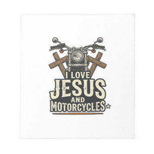Jesus and Motorcycles Vintage Christian Biker Desi Notepad