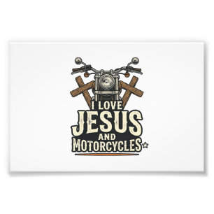 Jesus and Motorcycles Vintage Christian Biker Desi Photo Print