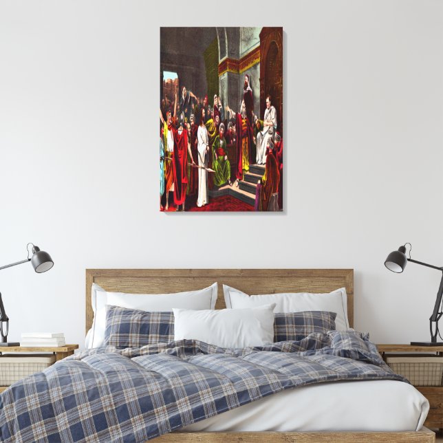 Jesus and Pilate Wrapped Canvas (Insitu(Bedroom))