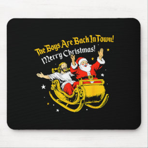 Jesus And Santa Claus Christmas Xmas Town Ous Sayi Mouse Pad