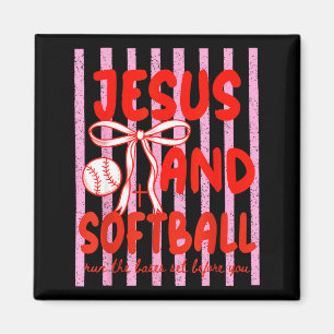 Jesus and Softball Coquette Game Day Softball Mom Magnet