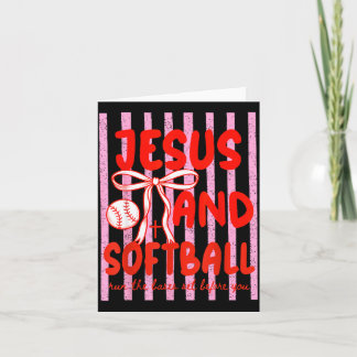 Jesus and Softball Coquette Game Day Softball Mum Card
