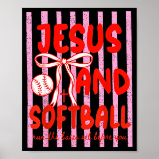 Jesus and Softball Coquette Game Day Softball Mum Poster