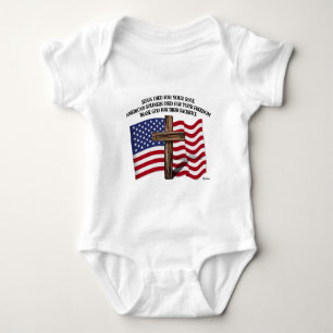 Jesus and the American Soldiers rugged cross US... Baby Bodysuit