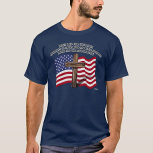 Jesus and the American Soldiers rugged cross US... T-Shirt