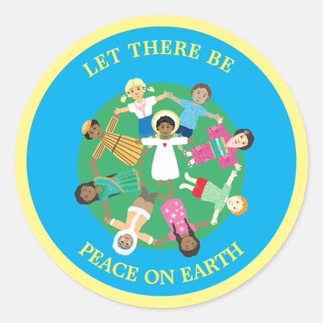 Jesus and the children of the world classic round sticker (Front)
