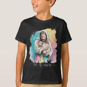 Jesus And The Easter Bunny - He Is Risen Christian T-Shirt