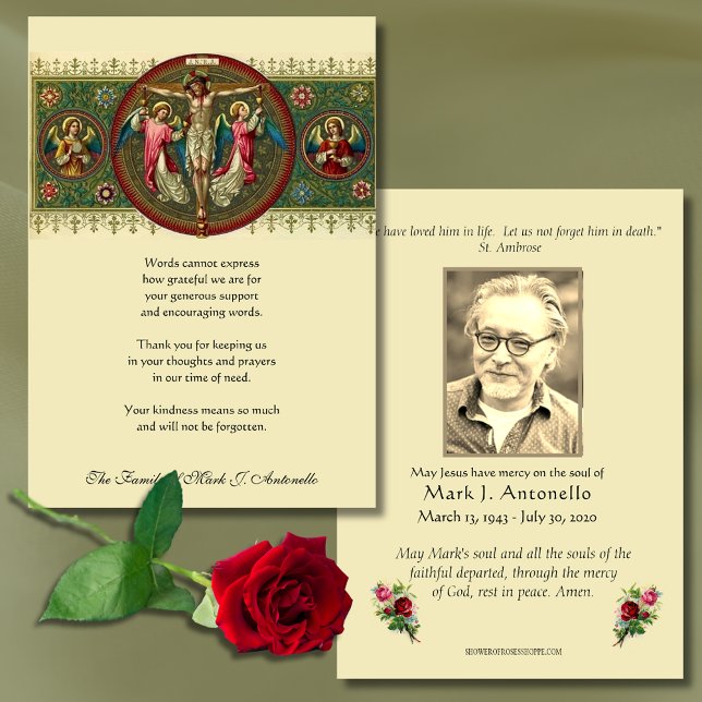 Jesus Angels Sympathy Funeral Catholic  Thank You Card (Creator Uploaded)