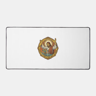 Jesus Angry Bicep Curls Squat Rack Gym Annoyance H Desk Mat