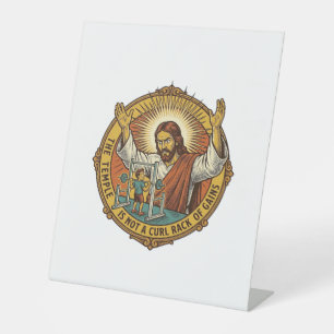 Jesus Angry Bicep Curls Squat Rack Gym Annoyance H Pedestal Sign