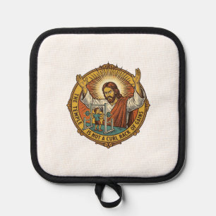 Jesus Angry Bicep Curls Squat Rack Gym Annoyance H Pot Holder