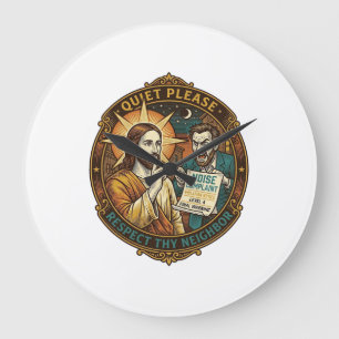 Jesus Angry Neighbor Noise Complaint Loud Party Co Large Clock