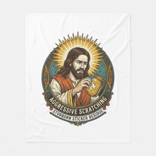 Jesus Annoying Peeling Sticker Paper Residue Shop Fleece Blanket