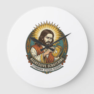Jesus Annoying Peeling Sticker Paper Residue Shop Large Clock
