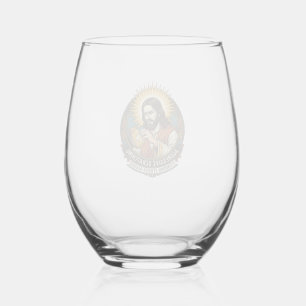 Jesus Annoying Peeling Sticker Paper Residue Shop  Stemless Wine Glass