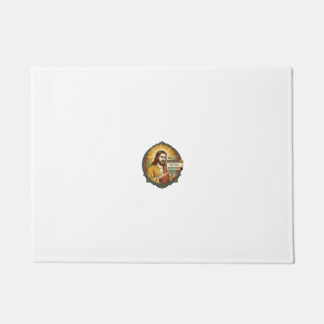 Jesus Annoying Software Update Pop Up Office Humou Doormat (Front)