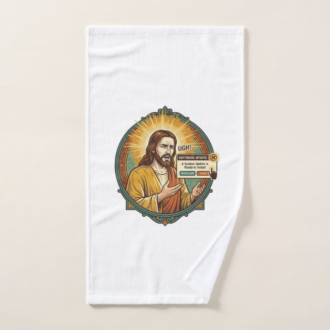 Jesus Annoying Software Update Pop Up Office Humou Hand Towel (Hand Towel)