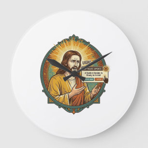 Jesus Annoying Software Update Pop Up Office Humou Large Clock