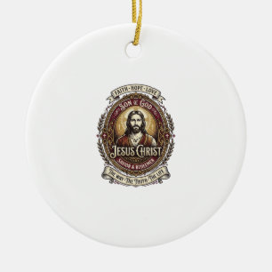 Jesus Antiques Heirloom Graphic Tee Christian Art_ Ceramic Tree Decoration