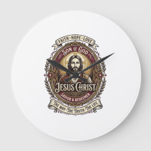 Jesus Antiques Heirloom Graphic Tee Christian Art_ Large Clock