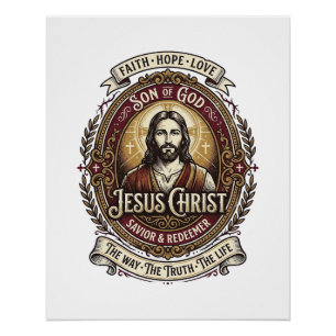 Jesus Antiques Heirloom Graphic Tee Christian Art_ Poster