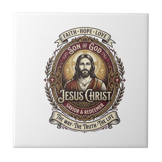 Jesus Antiques Heirloom Graphic Tee Christian Art_ Tile (Front)