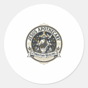 Jesus Apothecary Christian Healing Jesus Apothecar Classic Round Sticker