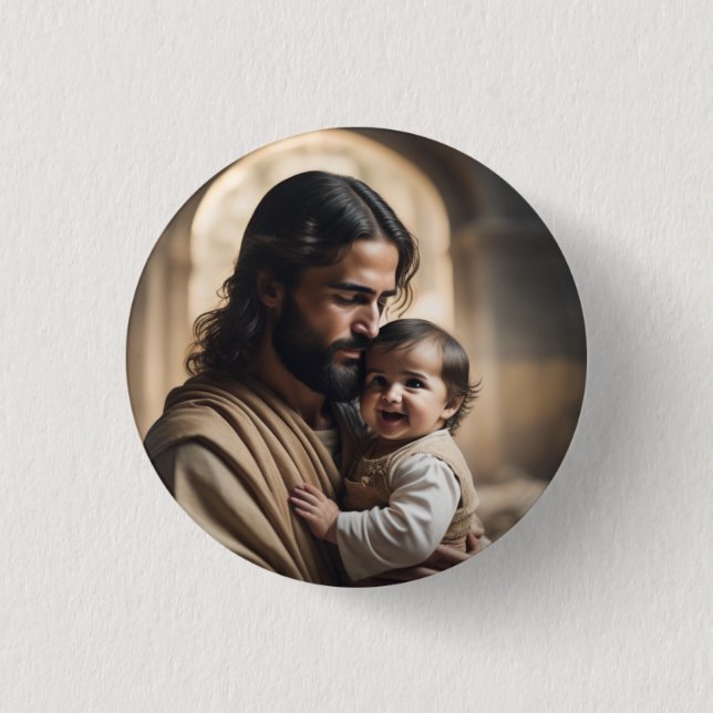 Jesus art 3 cm round badge (Front)