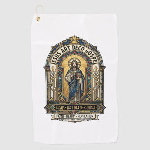 Jesus Art Deco Gospel Jesus Art Deco Christian Fai Golf Towel