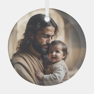 Jesus art glass tree decoration