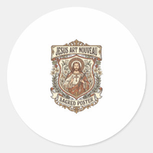 Jesus Art Nouveau Sacred Poster Jesus Art Nouveau Classic Round Sticker
