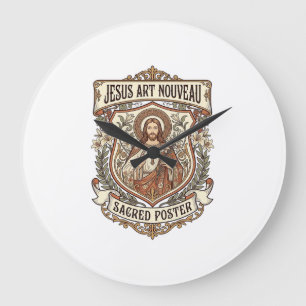 Jesus Art Nouveau Sacred Poster Jesus Art Nouveau  Large Clock