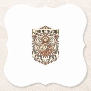 Jesus Art Nouveau Sacred Poster Jesus Art Nouveau Paper Coaster