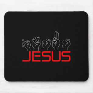 Jesus ASL American Sign Language Christian Deaf Aw Mouse Pad