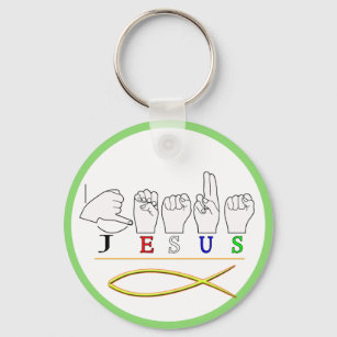 JESUS  ASL FINGER SPELLED SIGN COLORS KEY RING