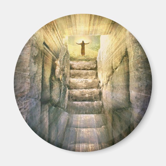 Jesus at Empty Tomb Easter Resurrection Magnet (Front)