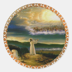 Jesus at Heaven's Gate Vintage design Classic Round Sticker
