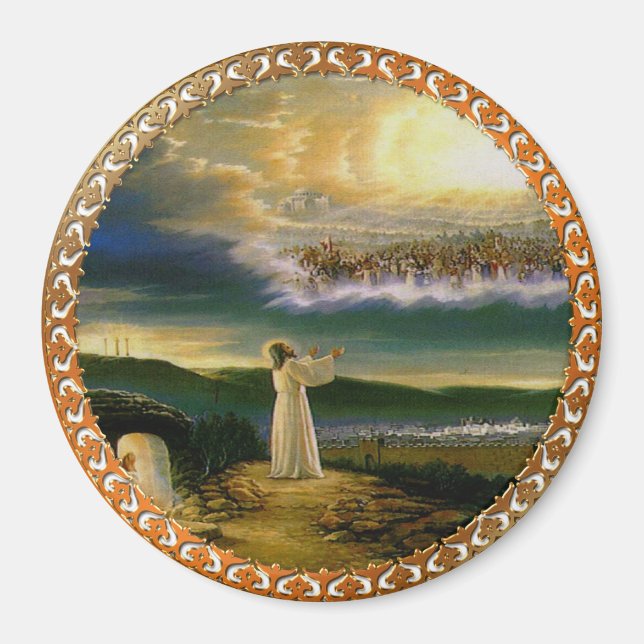 Jesus at Heaven's Gate Vintage design Magnet (Front)