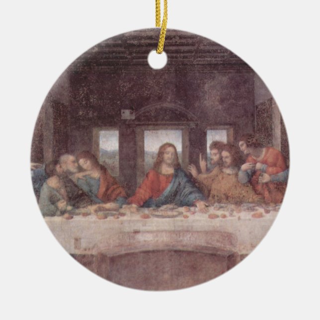 Jesus at The Last Supper, Leonardo da Vinci Ceramic Tree Decoration (Front)