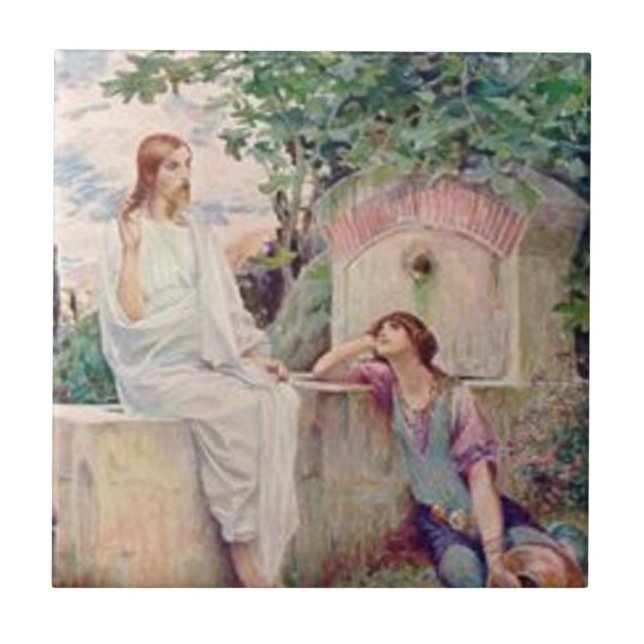 Jesus at the Well Tile (Front)
