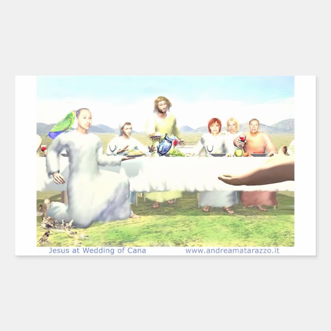 Jesus at Wedding of Cana    Rectangular Sticker (Front)