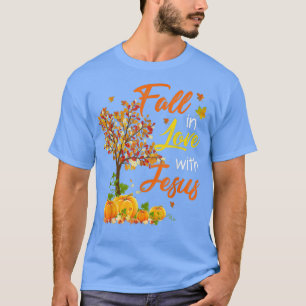 Jesus Autumn Fall in love with Jesus Thanksgiving T-Shirt
