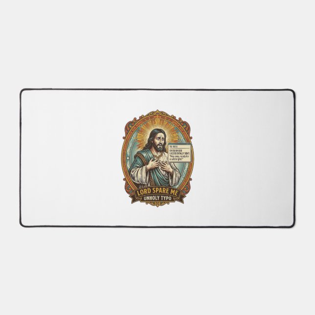 Jesus Bad Autocorrect Message Boss Embarrassing Wo Desk Mat (Front)