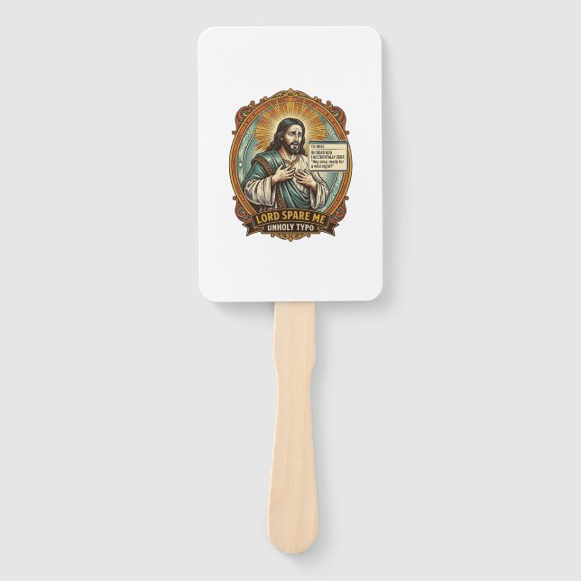Jesus Bad Autocorrect Message Boss Embarrassing Wo Hand Fan (Front)