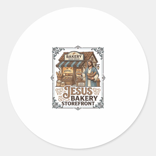 Jesus Bakery Storefront Jesus Bakery Storefront Ch Classic Round Sticker (Front)