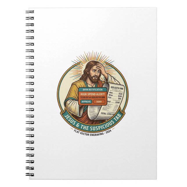 Jesus Bank Card Blocked Suspicious Bar Tab Fraud H Notebook (Front)