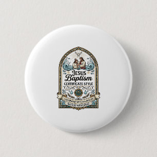 Jesus Baptism Certificate Style Jesus Baptism Cert 6 Cm Round Badge
