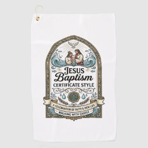 Jesus Baptism Certificate Style Jesus Baptism Cert Golf Towel
