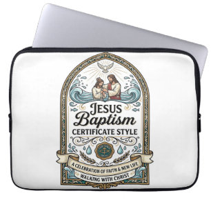 Jesus Baptism Certificate Style Jesus Baptism Cert Laptop Sleeve